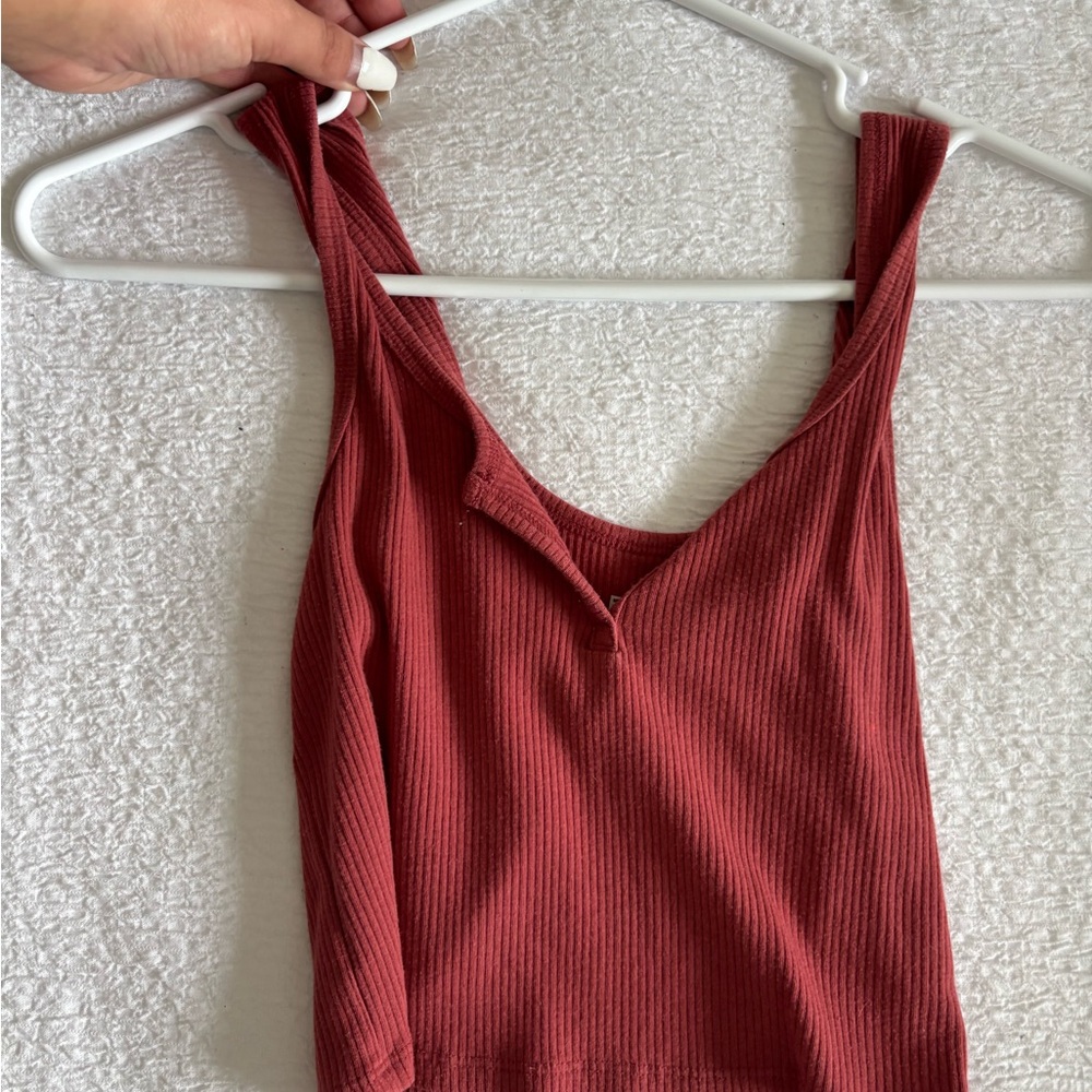 Women's Ribbed Red Tank Top